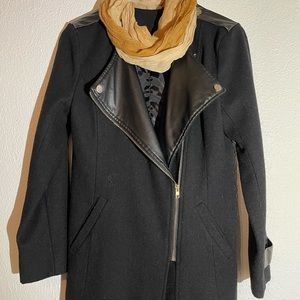 Women trench coat fitted warm winter outwear size S with scraft gift